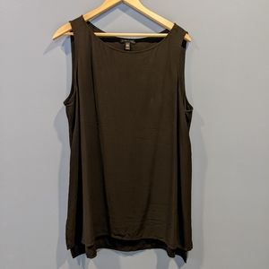 Eileen Fisher Long silk black tank. Sz L..